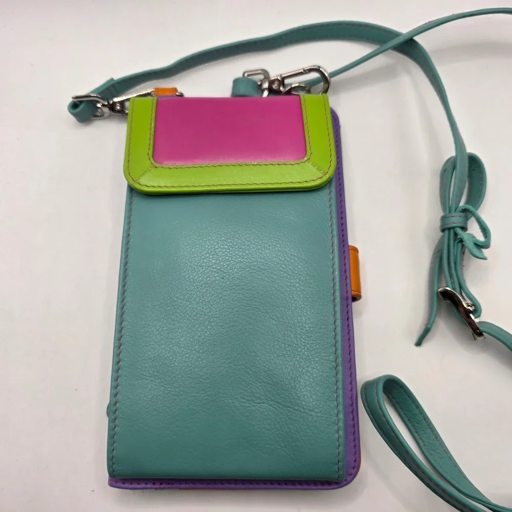 ili New York Leather Crossbody Cell Phone Wallet RFID Blocking Festival Y2K
